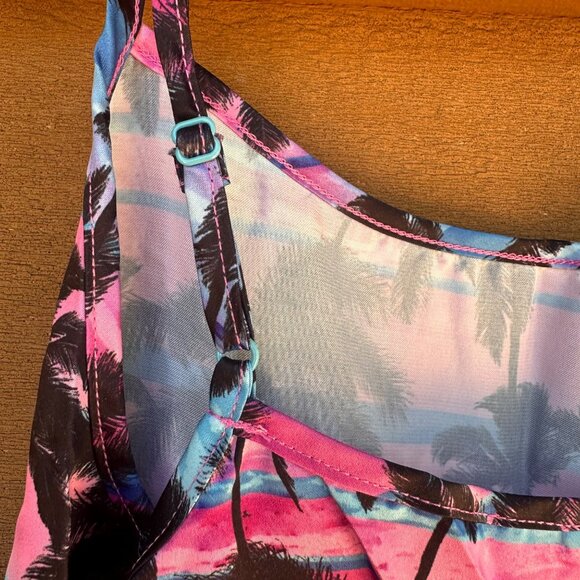 More Than Magic Girls Sleepwear Top Pink Blue Tropical Palm Tree Print Size 7/8 - Picture 7 of 8